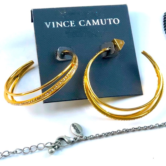 Vince Camuto Jewelry - NWT Vince Camuto Three Tiered Gold Jeweled Hoops
